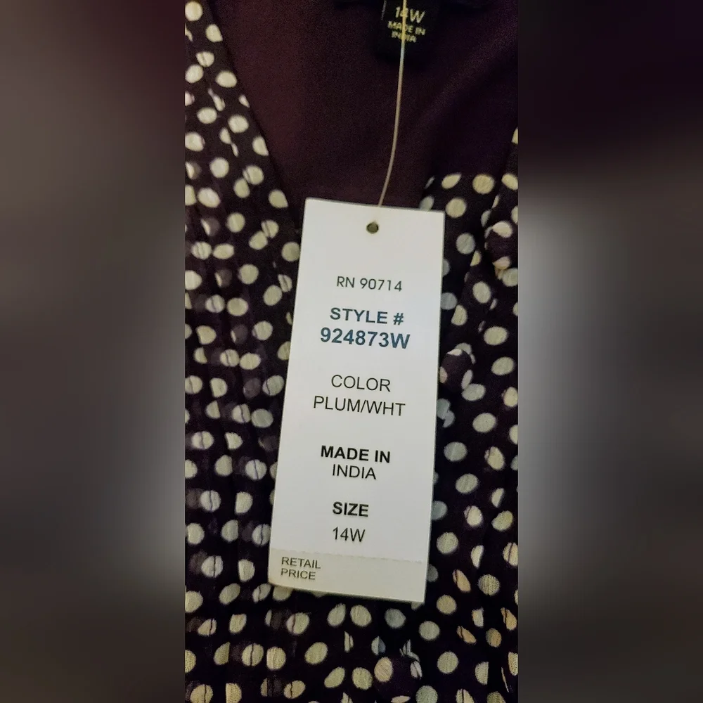 NWT JBS women plum polka dot midi dress size 14 W - Picture 7 of 11